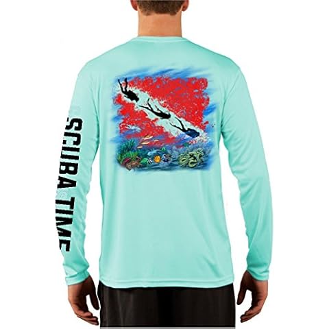 GAMEFISH USA Men's UPF 50 Long Sleeve Microfiber Moisture Wicking Performance Fishing Shirt Scuba Diving X-Large Mint Cover