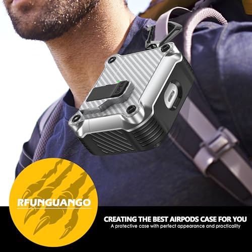 Image of RFUNGUANGO AirPods 3 Case with Lock Magnetic Lid, CF Silver