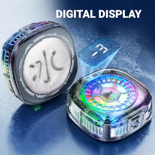 Image of Ant ICE20 Magnetic Cell Phone Cooler, RGB Phone Cooling Fan Portable Lightweight Mobile Phone Cooling, Phone Radiator with Temperature Display Magnetic Attraction Plate for Live Black