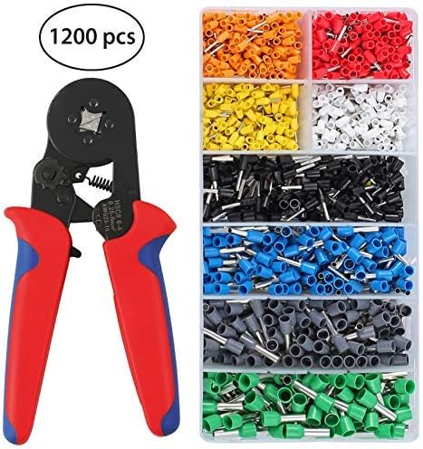 Kamtop Crimping Tool Set 0.25-6mm? Adjustable Wire Terminal Crimper with 1200PCS AWG 10-22 Connectors Crimper Plier for AWG 23-10