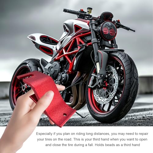 Image of KVAEY Motorcycle Tire Bead Installation Holder Hook, Off-Road Tire Removal Install Assistance Tool, Universal Wheel Tire Changing Tool for Dirt Bike, Motorcycle Accessories (Red)