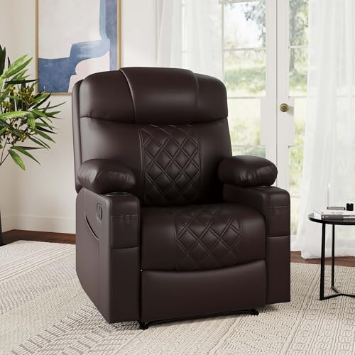 Image of Amazon Brand - Solimo Dreamsit | Single Seater Sofa Recliner | Manual Recliner (Leatherette Brown)