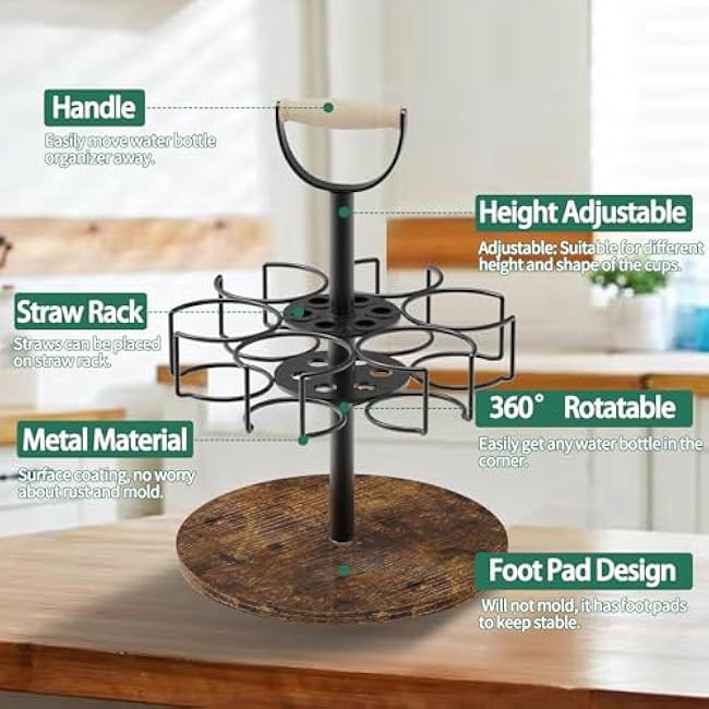 Water Bottle Organizer for Stanley 40 oz Tumbler with Handle, Straw Holder, Adjustable Height, 360¡ã Rotatable Organizer for Stanley Cup Accessories, Kitchen Organizers and Storage