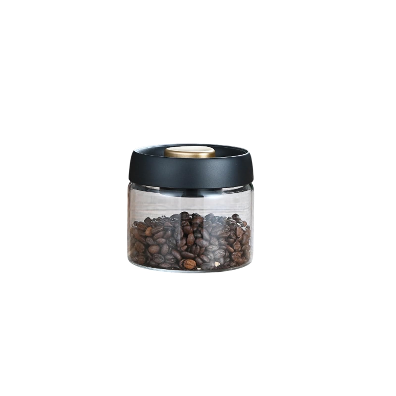 Efficient Pressed Vacuum Coffee Canister Bean Nut Tea Clear Glass Storage Jar with Vacuum Seal Organize Portable Coffee Container