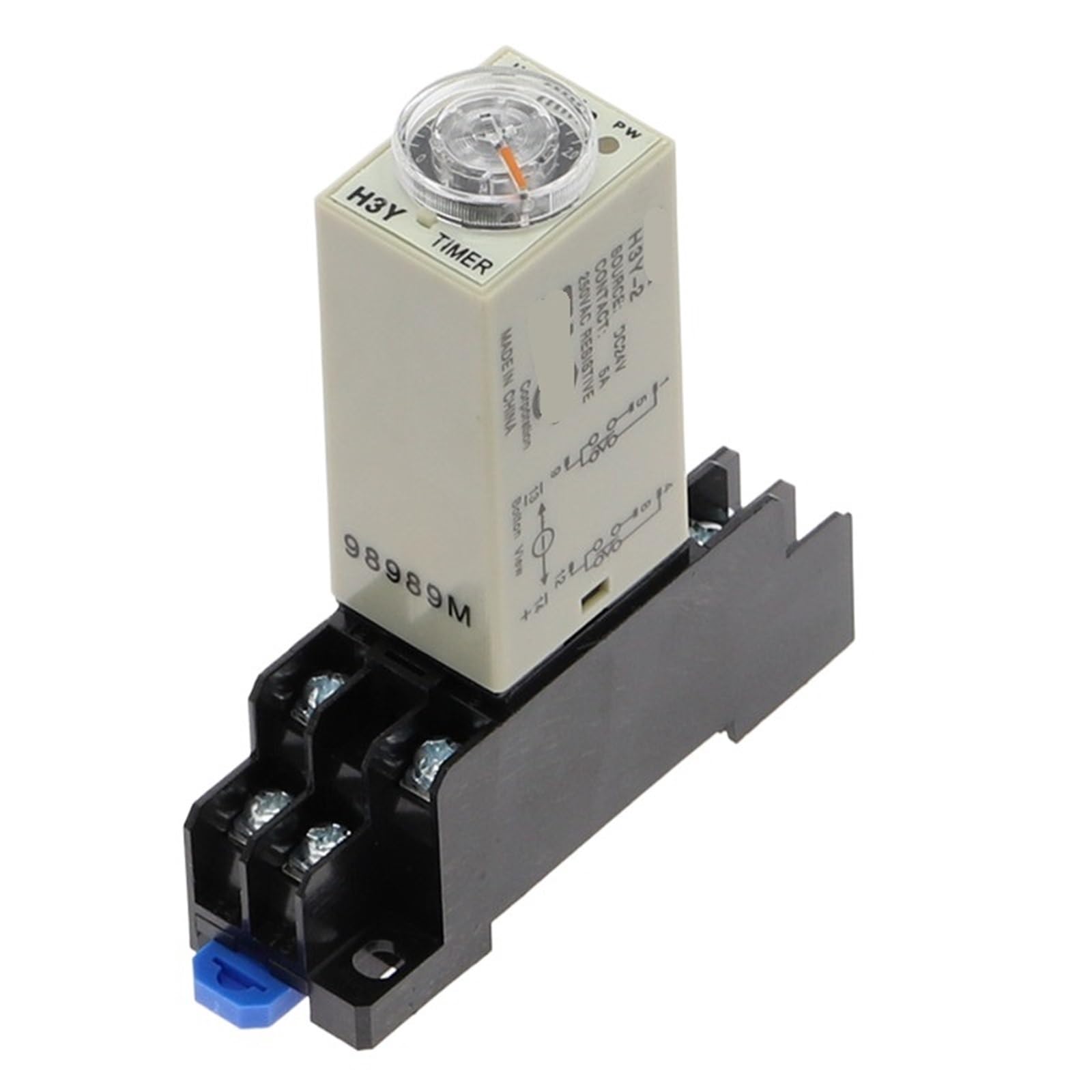 Ritardo all'accensione Rotativo DPDT 1S/5S/10S/30S/60S/3M/5M/10M/30M Timer Relè di temporizzazione AC/DC 24V H3Y-2 con base zoccolo PYF08A 1 pz(Voltage DC 24V,0-60 Minute)
