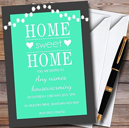 Mint Green String Lights Personalized Housewarming Party Invitations