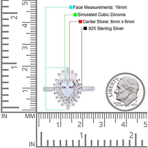 Blue Apple Co. Art Deco Teardrop Pear Wedding Engagement Ring Baguette Round Simulated Cubic Zirconia 925 Sterling Silver4