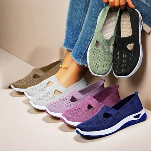 Beemoda Orthopedic Shoes, 2025 Women's Casual Breathable Slip on Orthopedic Walking Sneakers Woven Soft Shoes W/Arch Support2