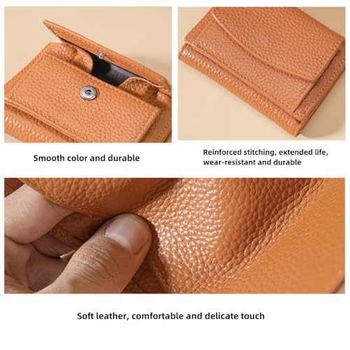 Generic Preliminary Wallet With Coin Pouch, New Genuine Leather Rfid Blocking Card Holder Organizer Folding Mini Wallet Unisex, Women's Foldable Short Wallet,Premium Leather Wallet for Women (Brown)4