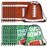 MIMIND 16 Pcs Football Drawstring Bag 15.8 x 13.4 Inch Football Backpack Treat Bag for Sports Decoration