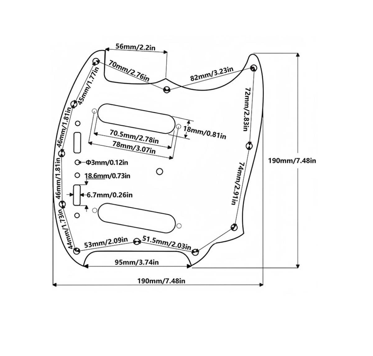 SHENGSUI Red Tortoise Pro 12-Hole Guitar Pickguard for Fender American Mustang
