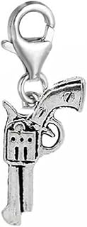 Sexy Sparkles Clip on Gun Charm Dangle Charm Pendant for European Clip on Charm Jewelry with Lobster Clasp