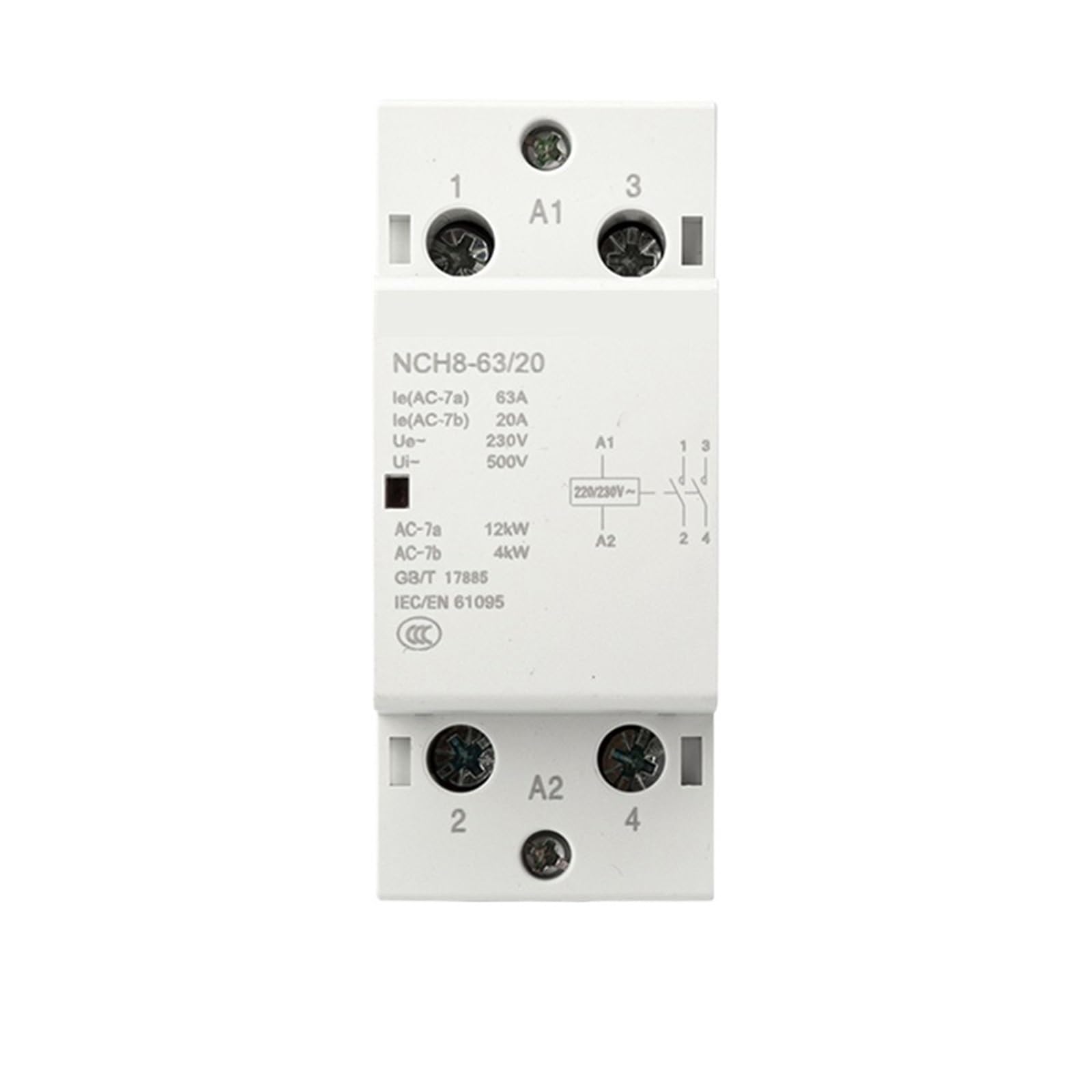 Contacteur AC NCH8 63A 2NC domestique 230V mini contacteur bipolaire rail