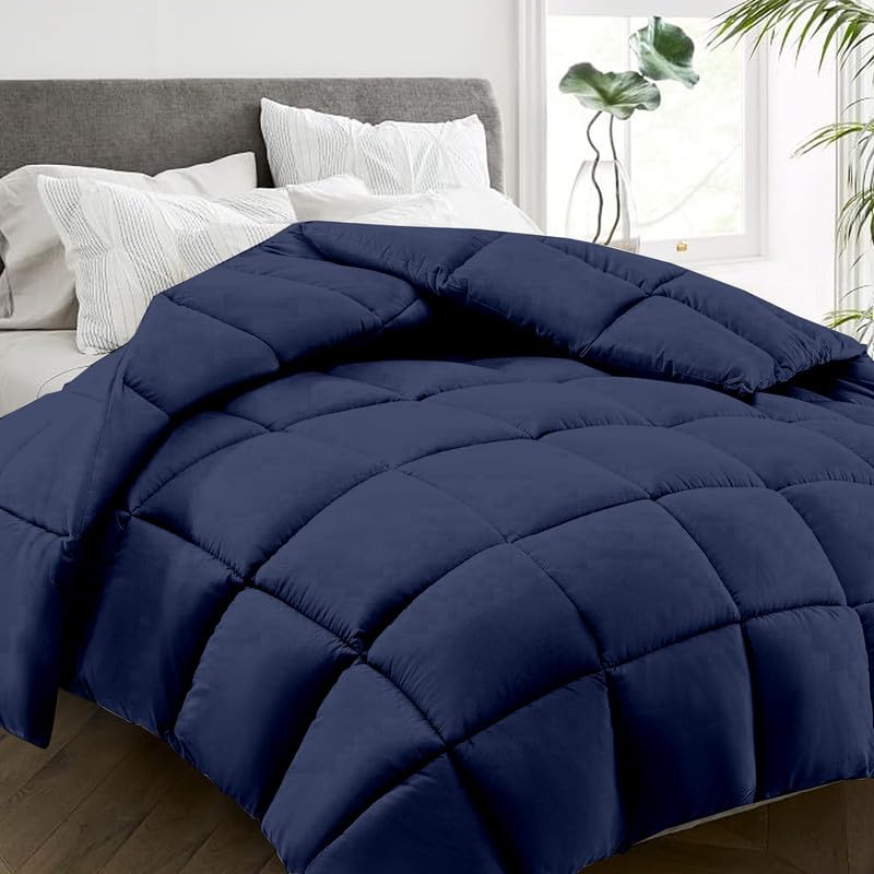 Image of ARLinen AC Comforter Quilt Blanket for All Season Super Soft Fluffy Comforter, 200 GSM (90 inch x 100 inch Inches /228cm x 254cm) - Double Bed Comforter|Navy