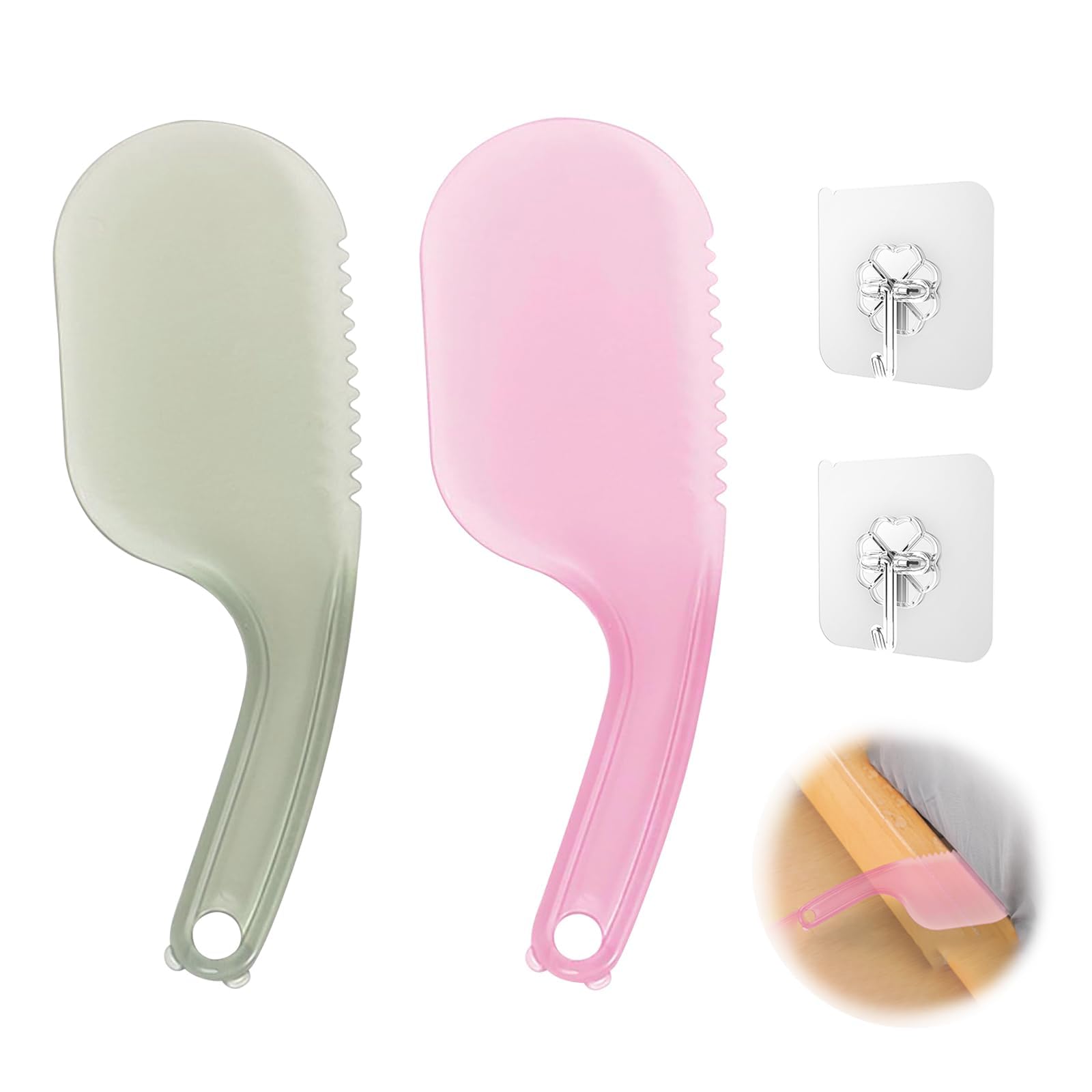 2 Pack Bed Sheet Tucker Tool, Sheet Holder Tightener, Gap Organizer Portable, Mattress Lifter Wedge with Hooks, Bed Maker Tool Helper for Changing Sheets