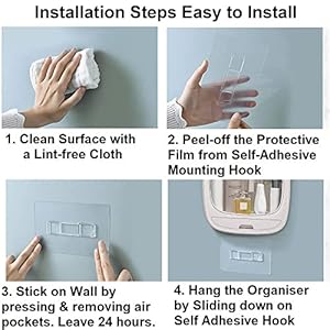 IKTU® Wall Mount Makeup Storage Organizer for Bathroom/Waterproof Cosmetic Storage Box for Bathroom/Large Capacity Bathroom Wall Cabinet/Fits Skin Care Products Makeup and Accessories (Pink,Plastic)