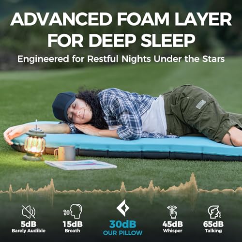 Image of KingCamp Foam Camping Pad, 4 inch Thick Inflatable Single Sleeping Pad with Pump Sack, Silent Elastic Fabric Sleep Mat for Backpacking, Tent & Car Camping