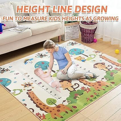 Image of WENGTY Double Sided Water Proof Alphabet Mat Extra Large Reversible Baby Play Mat, Bpa Free Learning & Crawling Foldable Foam Mat(200Cm X 150Cm, 0.8Cm) Multicolor, Count 1