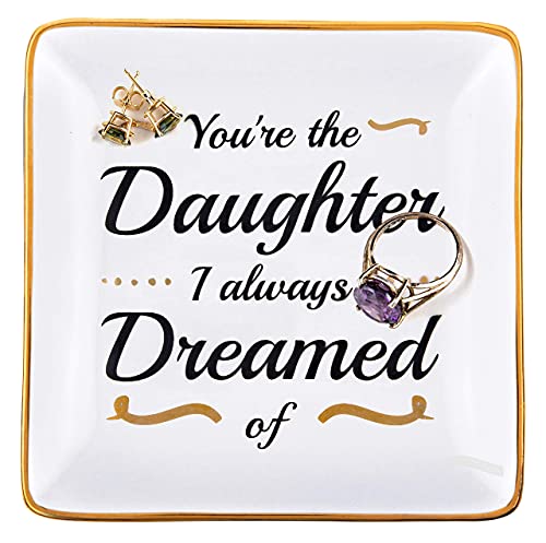 RELISSA Daughter Gifts from Mom and Dad, Daughter-in-Law, Stepdaughter Gifts, Adopted Daughter Jewelry Tray Trinket Dish (Daughter I Dreamed Of)