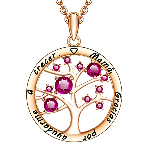 LOVORDS Collar Mujer Grabado Mamá Gracias por ayudarme a crecer Plata de Ley 925 Colgante Árbol de la Vida Familiar Chapado en oro rosa Cristal incrustado LOVORDS Collar Mujer Grabado Mamá Gracias por ayudarme a crecer Plata de Ley 925 Colgante Árbol de la Vida Familiar Chapado en oro rosa Cristal incrustado