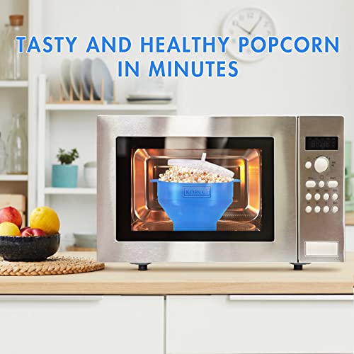 Image of The Original Korcci Microwaveable Silicone Popcorn Popper, Microwave Popcorn Popper, Collapsible Microwave Popcorn Maker Bowl, No Oil Required, Use In Microwave, Dishwasher Safe (Light Blue)