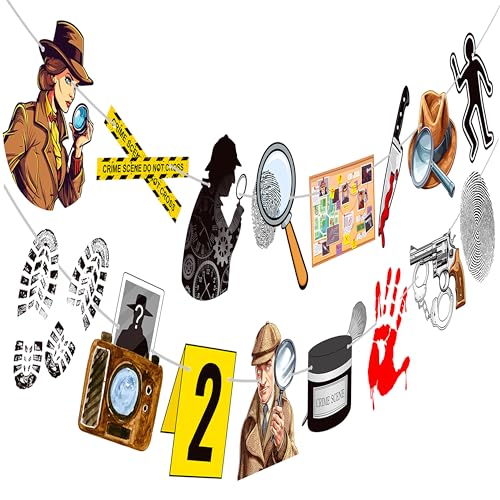 Image of 2pcs Detective Party Banners Detective Birthday Party Decorations Detective Theme Banners for Top Secret Spy Mystery Theme Party Baby Shower Supplies