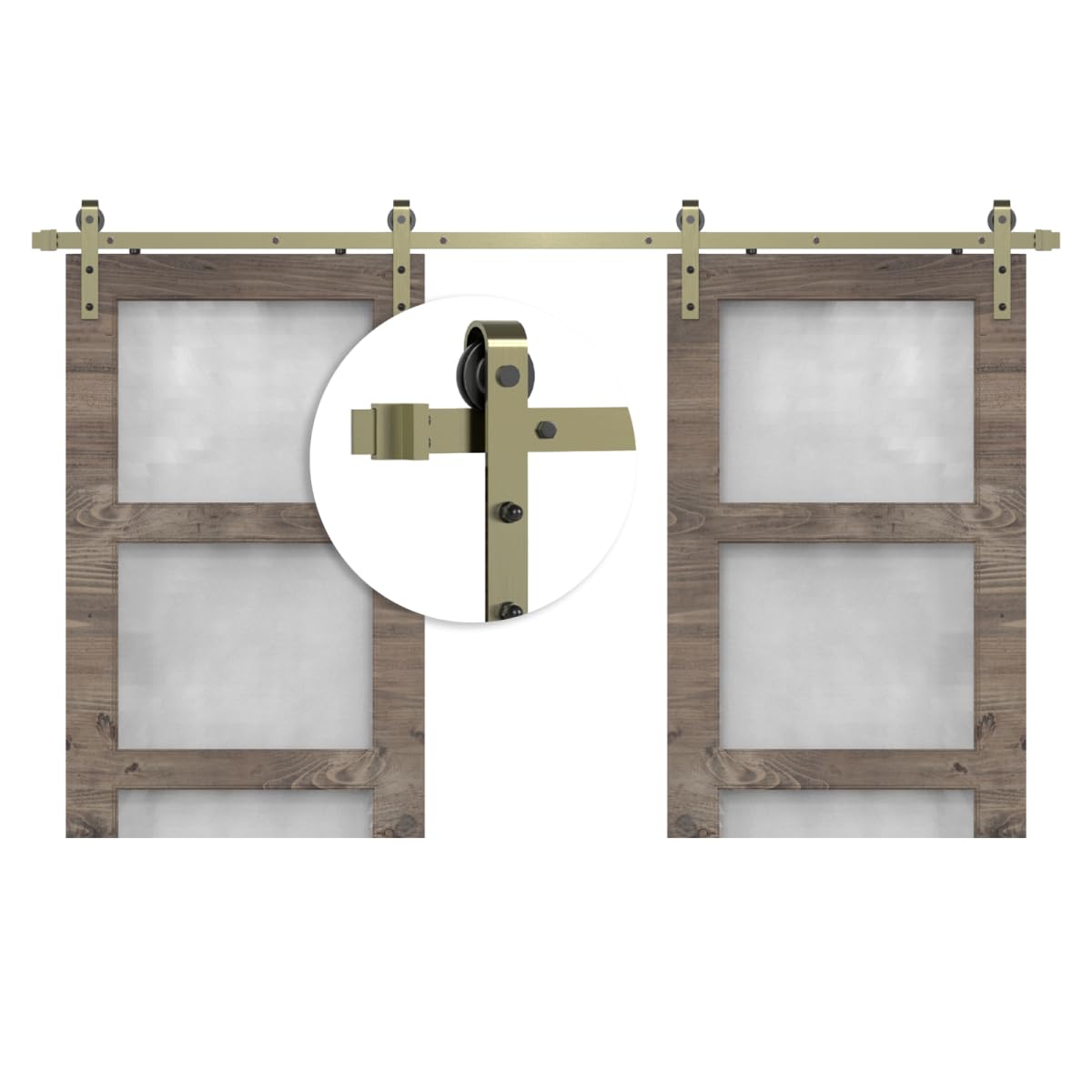6.6FT Classic Brass Sliding Barn Door Hardware Kit for Interior Door Brushed Gold — Amazon image 14