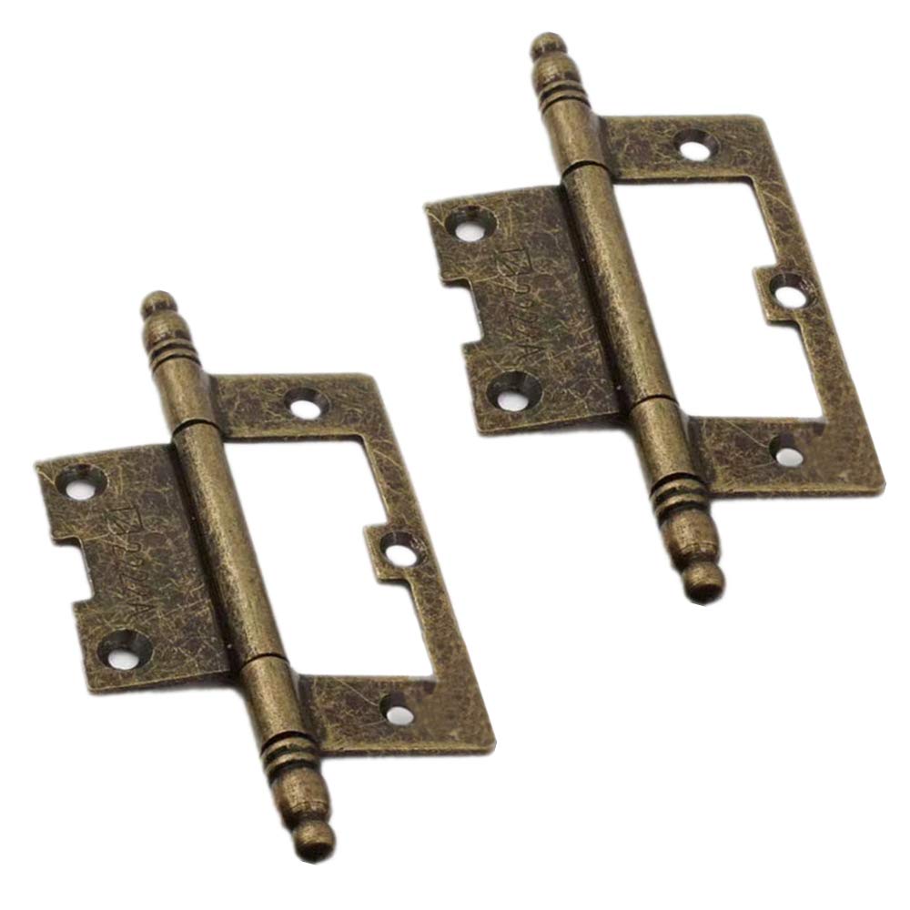 2Pcs Door Hinges Furniture Cabinet Butt Hinges Bronze Flush Hinge with Hinge Fixing Screws for Home Furniture Hardware Internal Doors