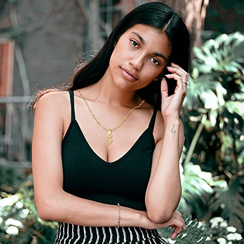 RWQIAN Women Personalized Large Letter Necklaces 18K Gold Plated Stainless Steel Initial Necklace Paperclip Chain Letter Pendant necklaces for Women Girls Jewelry Gifts3