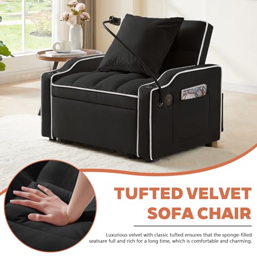 Sillón Convertible Plegable Negro miniatura 6
