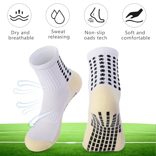 4 Set Grip Soccer Socks with Shin Guard Sleeve,Anti-Slip Soccer Sock Sleeve,Athletic Socks Set for Teens Adult Sport3