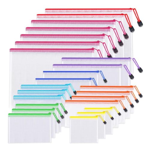 Wajbpom メッシュジッパーポーチバッグ24個 - 8サイズの整理用ジッパーポーチ、ジッパー付きメッシュバッグ、ジッパー付きファイルバッグ、使いやすい
