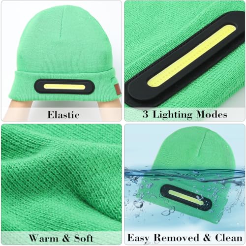 Image of LED Beanie with Light, Unisex USB Rechargeable Headlamp Beanie Flashlight Beanie Hat for Men Women
