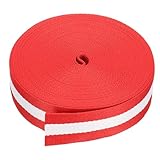 PATIKIL 12 Yard Webbing, 1-1/2 Inch Polypropylene Webbing Strap Heavy Webbing Roll Chair Straps for Indoor Outdoor Climbing DIY Crafting, Red White Red Stripes