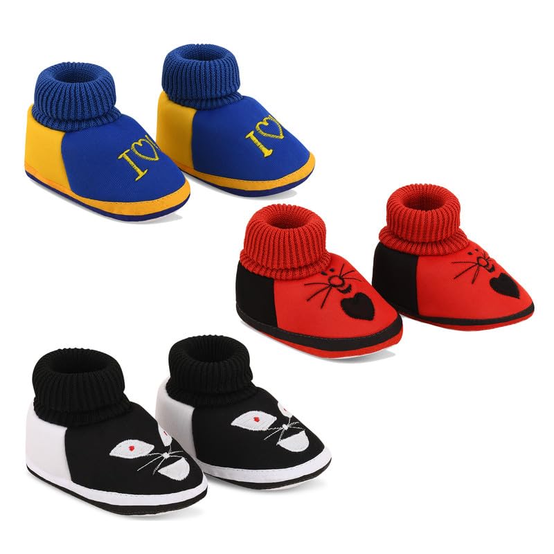 smartots Newborn Baby Socks Shoes/Booties, Pack of 3 Soft Skin-Friendly Casual Baby Shoes for 0-9 Months Baby Boy and Girl-picture-29