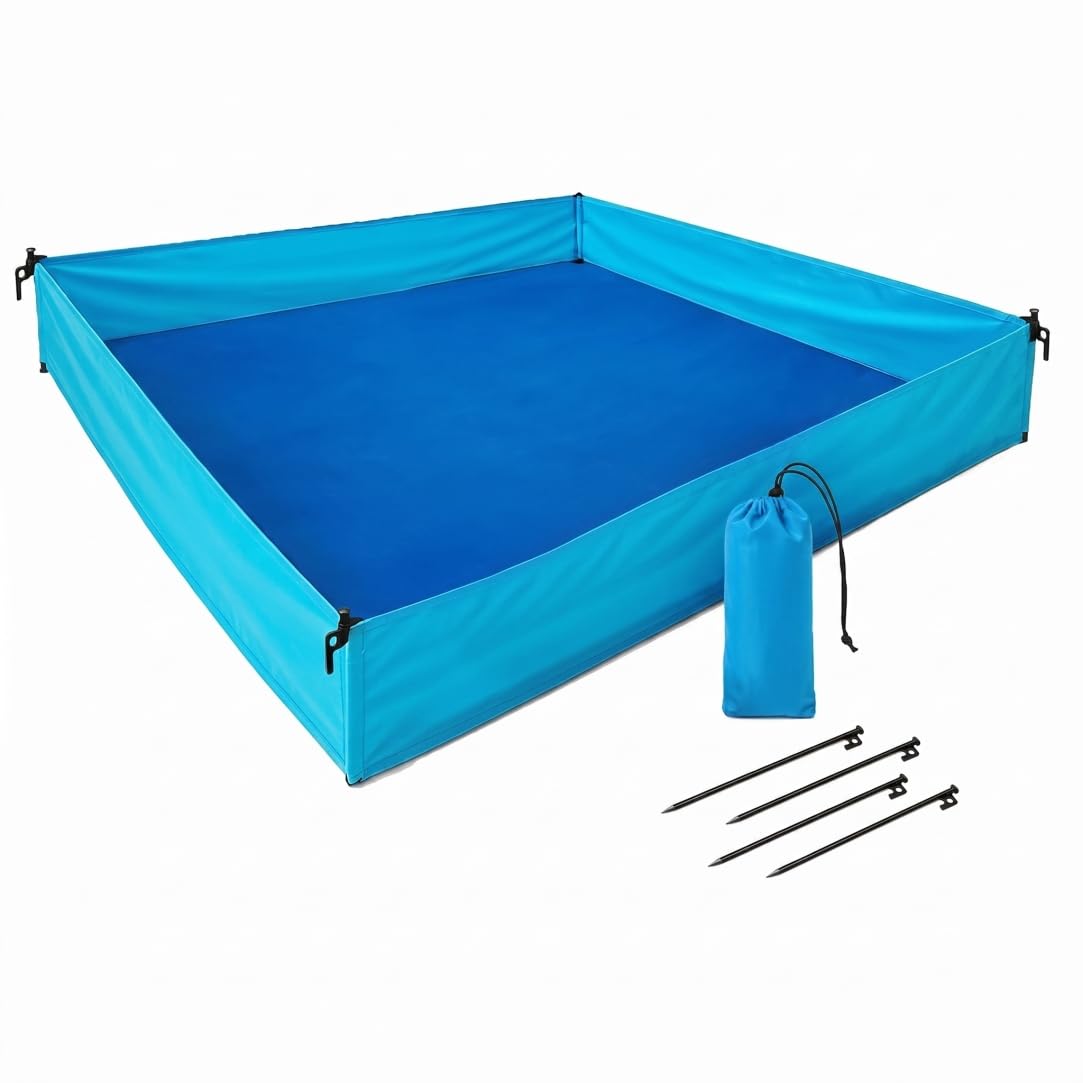 Parc d'extérieur pour bébé - Couverture de Plage Pliable avec Surface imperméable 72, 83 x 57, 09 x 9, 84 Pouces, Bleu