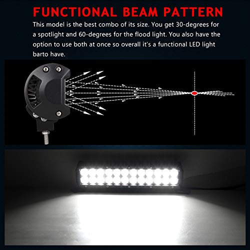 AUXTINGS 12 inch 72W Led Work Light Bar Spot Flood Combo Off road Lamp Lights Lighting for Jeep off road Van Camper Wagon ATV AWD SUV 4WD 4x4 Pickup Van with Mounting Bracket - Image 6