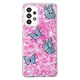 Frauen Sparkle Glänzend Transparente TPU Schutzhülle Kompatibel mit Samsung Galaxy S22 Plus-7.Schmetterling Muschelmuster