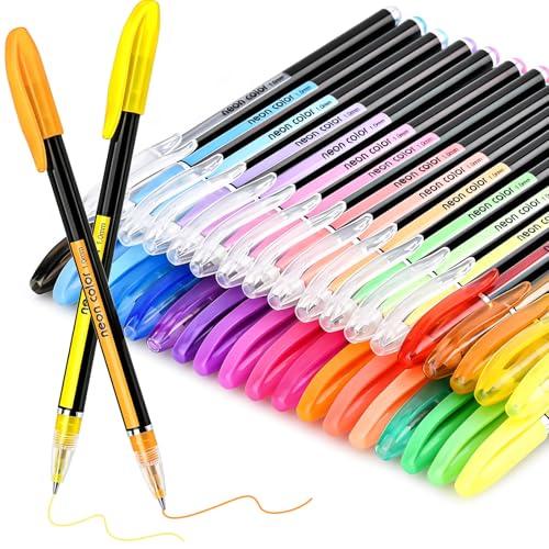 Colored Gel Pens Set for Coloring 36 Colors Glitter Gel Pens Fine Point Gel Pens Colored Set for Adult Coloring Books Journal Pen Markers for Journaling Supplies Writing Drawing Taking Office Home