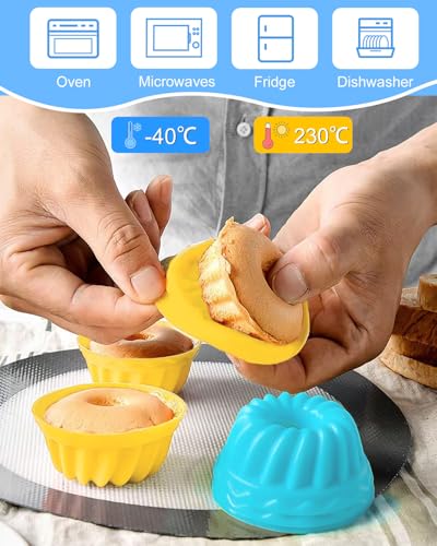 Xaosin Mini Gugelhupfform Silikon 24 Stück Mit 2 Spateln - Wiederverwendbare Muffinförmchen BPA-Frei - Klein Backformen 6,5 x 2,8 cm 4 Farben