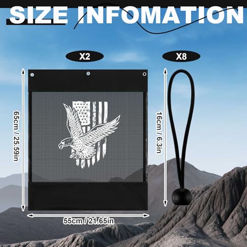 Image of 2 Pcs UTV Mesh Trash Bag 22 x 26 Inch Universal UTV Trash Storage Sack Large American Flag Sack Universal Fit for UTV， ATV, Golf Cart, Boat