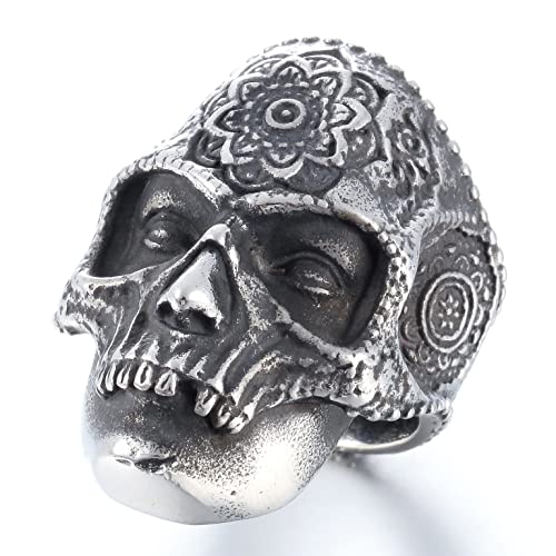 Image of Death Skull Ring for Men Stainless Steel Jewelry Biker Rings Scary Death Ring Skull for Gifts