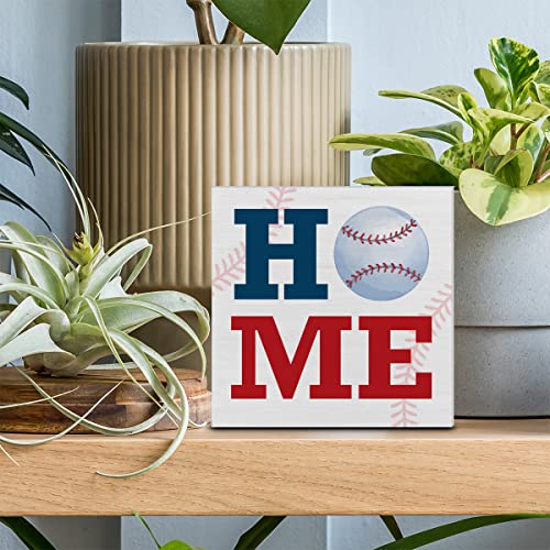 Baseball Home Decorative Wooden Box Sign Baseball Sports Themed Wood Block Plaque Decor Table Shelf Or Wall Display #TOP2