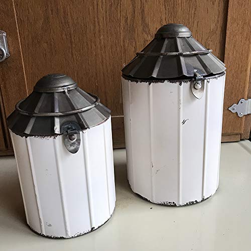 Vintage Farmhouse Metal Silo Canister Set of 2