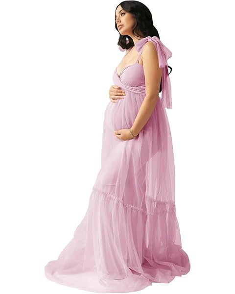 Zepumen Spaghetti Straps Maternity Dress for Photoshoot Robes Pregnancy Dress for Baby Shower Bridal Lingerie
