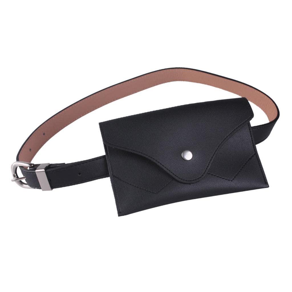 Women Fashion Mini Waist Bag Fanny Pack PU Leather Cell Phone Pocket Black-image-17