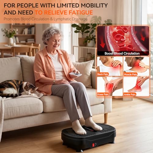 Image of Vibration Plate Exercise Machine, 130 Levels Full Body Workout Vibrating Plate for Lymphatic Drainage Weight Loss, 450 Lbs Capacity Shake Platform with Resistance Bands Bluetooth for Women Men