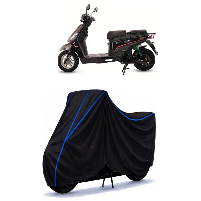 Image of Scooty Cover Water Resistant for Electric NYX LX | Universal Scooter & Bike Cover | Heavy Duty UV Dust, Rain & Scratch Protection | Elastic Fit All Weather Indoor Outdoor | Black with Blue Piping