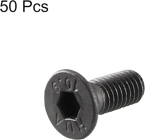 Miniatura 3 de uxcell Tornillos hexagonales de cabeza avellanada de acero al carbono M3x8mm 10.9, paquete de 50