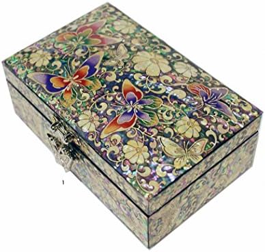 Mother of Pearl Butterfly & Flower Design Jewelry Box Nacre Artian Handcrafted Jewellry Case,trinket Gift